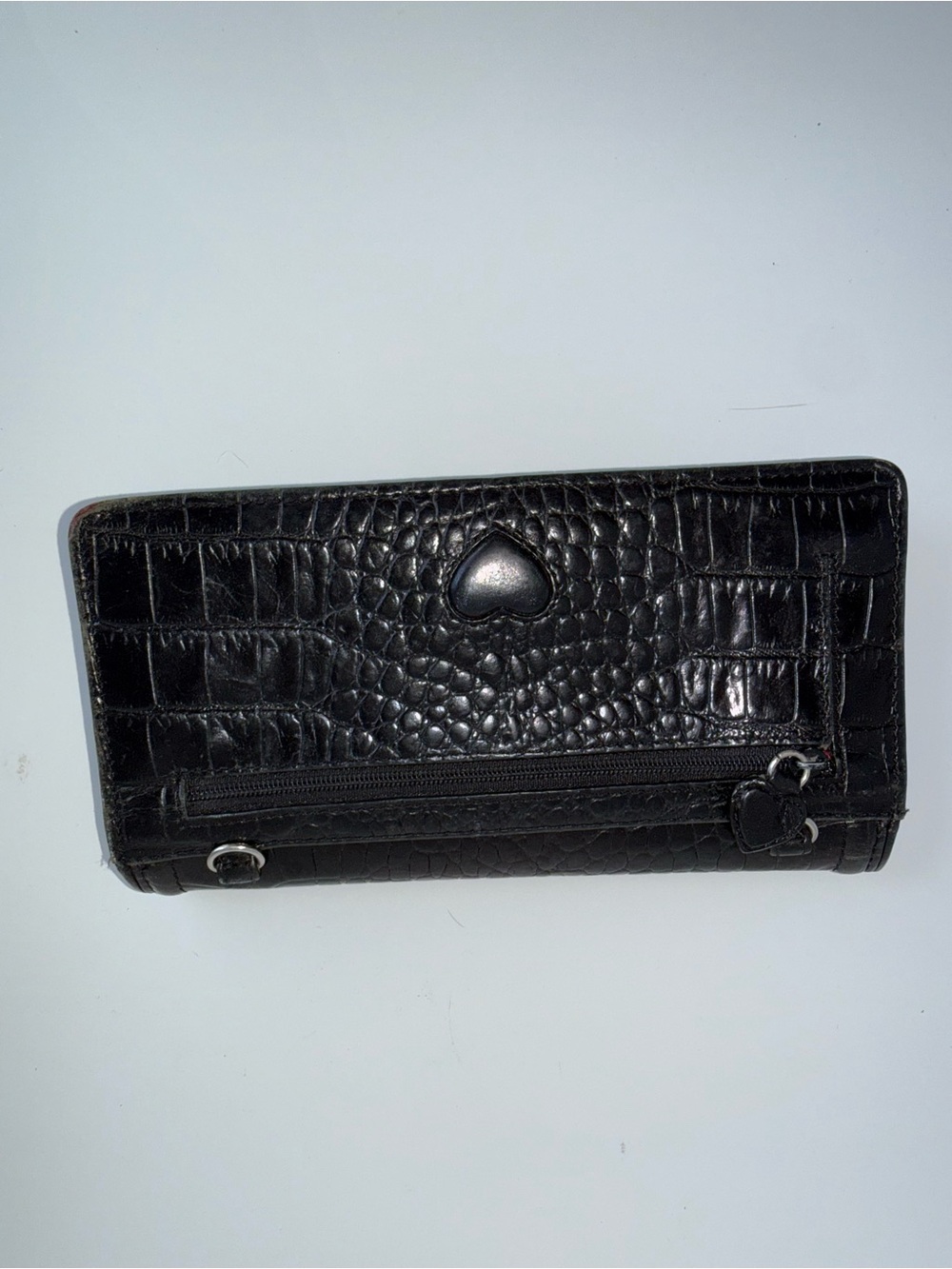 BRIGHTON crocodile leather silver detailing vintage trifold wallet - Picture 3 of 6